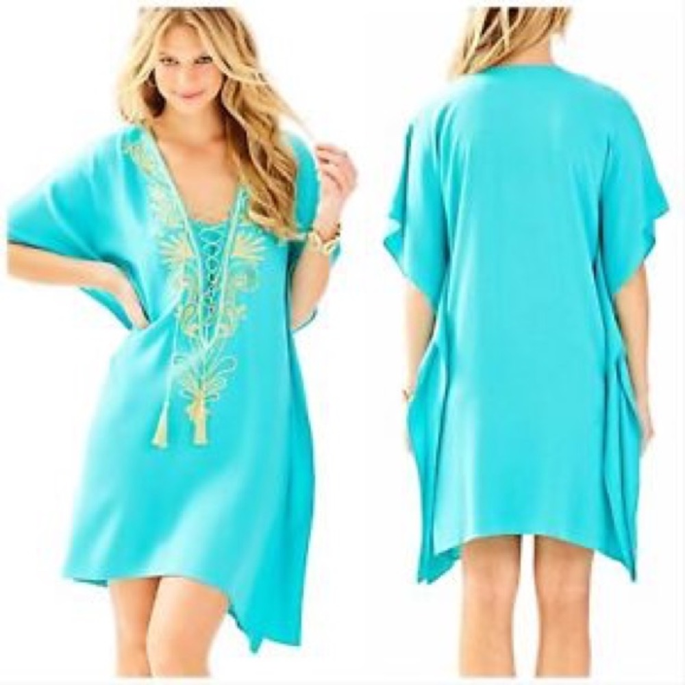 Lilly Pulitzer Chai Caftan Seaside Aqua